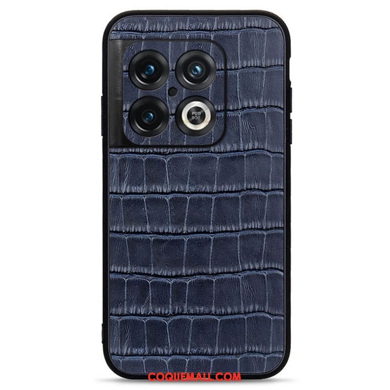 Coque OnePlus 10 Pro 5G Cuir Véritable Texture Crocodile