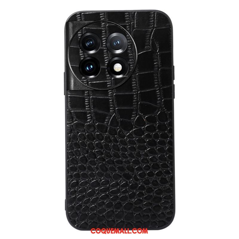 Coque OnePlus 11 5G Cuir Véritable Texture Crocodile