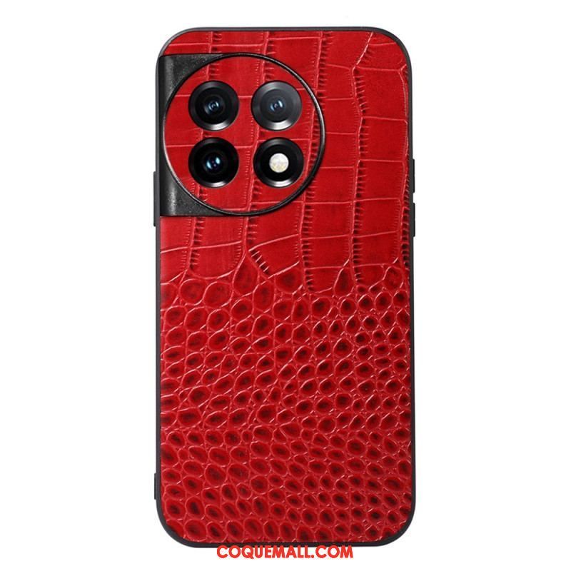 Coque OnePlus 11 5G Cuir Véritable Texture Crocodile