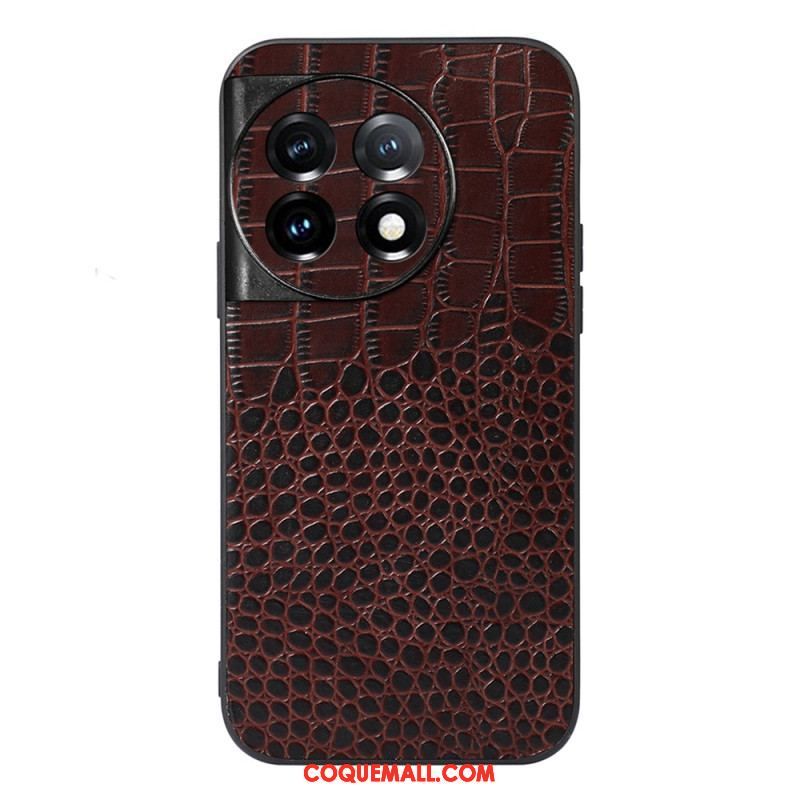 Coque OnePlus 11 5G Cuir Véritable Texture Crocodile