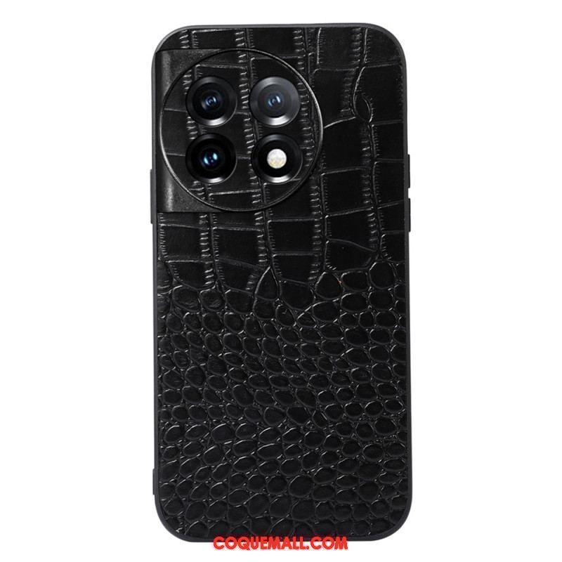 Coque OnePlus 11 5G Cuir Véritable Texture Crocodile