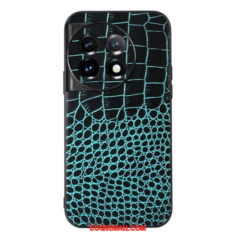 Coque OnePlus 11 5G Cuir Véritable Texture Crocodile