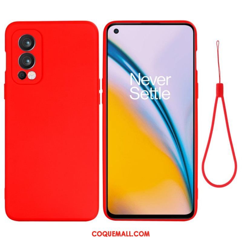 Coque OnePlus Nord 2 5G Silicone Liquide Avec Lanière