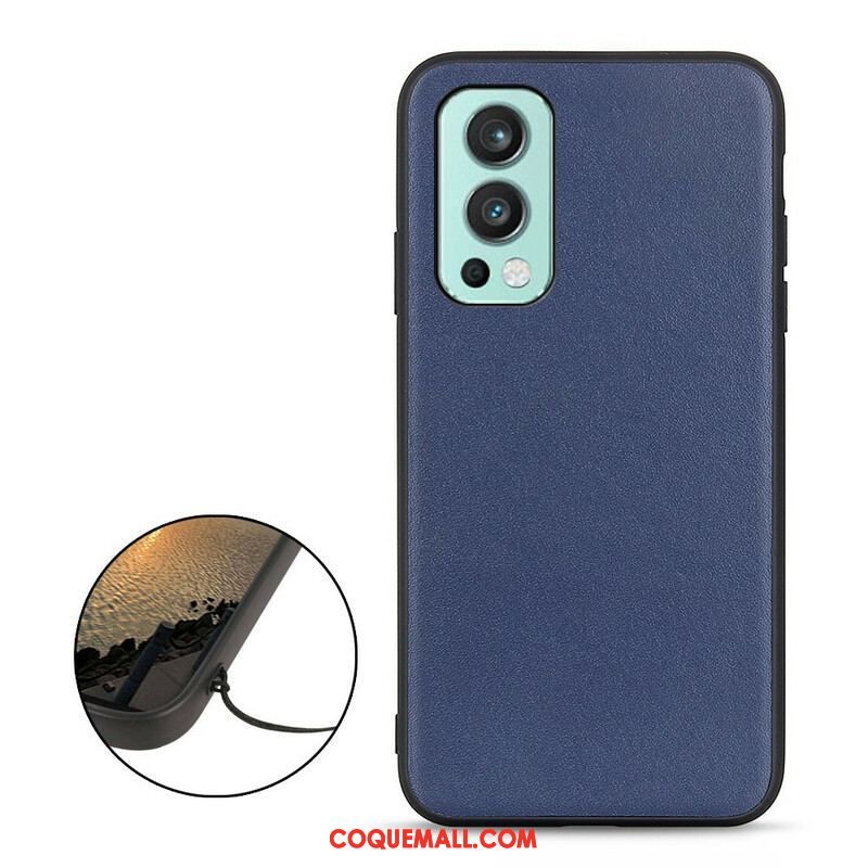 Coque OnePlus Nord 2 5G Véritable Cuir Litchi