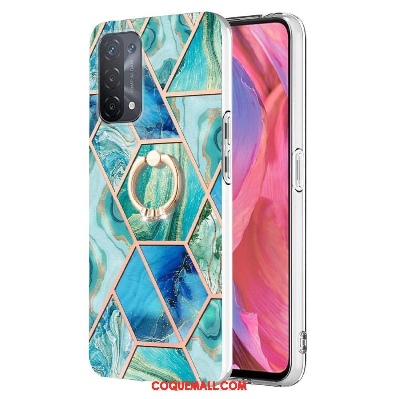 Coque Oppo A54 5G / A74 5G Marbre avec Anneau-Support