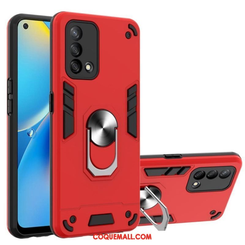 Coque Oppo A74 4G Détachable Anneau-Support Métallisée