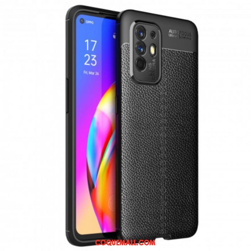 Coque Oppo A94 5G Effet Cuir LItchi