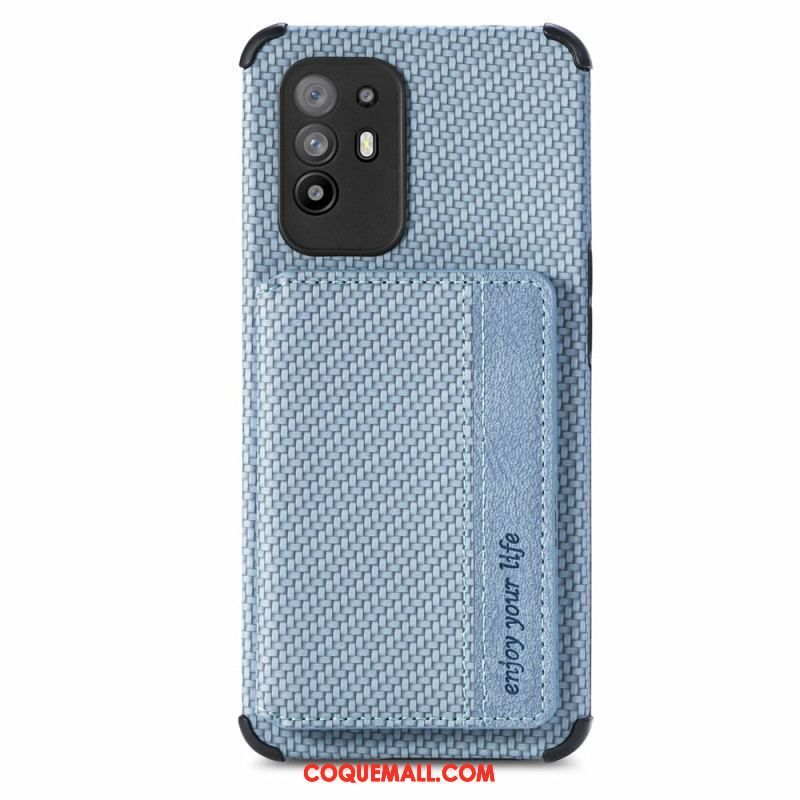 Coque Oppo A94 5G Fibre Carbone Porte-Cartes