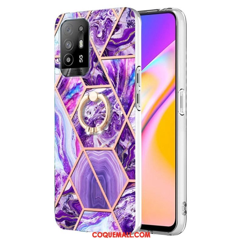 Coque Oppo A94 5G Marbre Géométrique avec Anneau