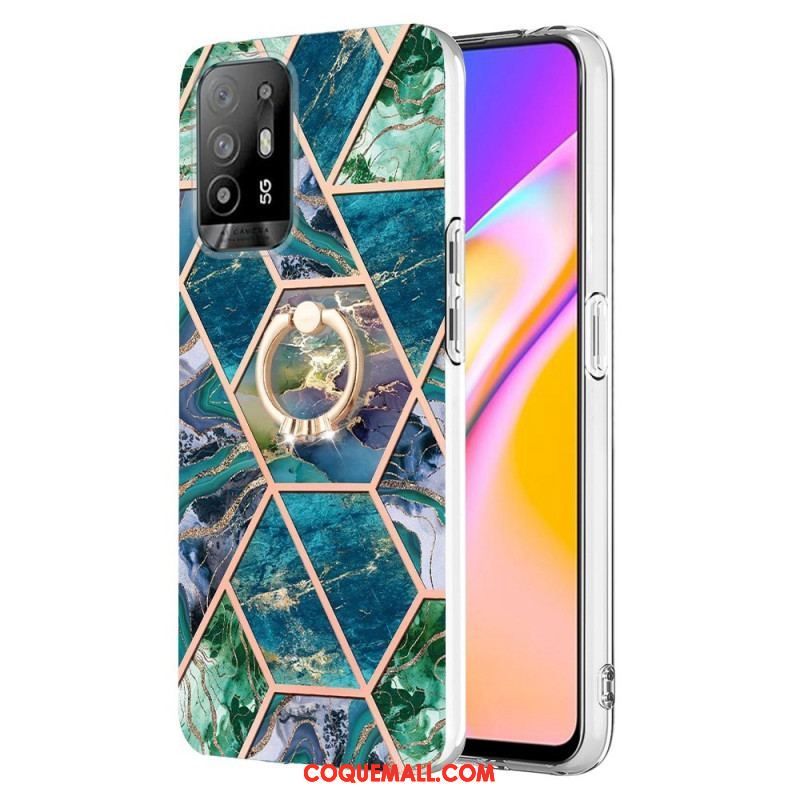 Coque Oppo A94 5G Marbre Géométrique avec Anneau