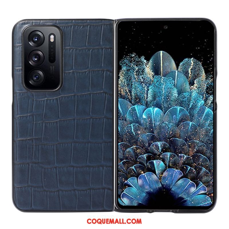 Coque Oppo Find N Cuir Véritable Cuir Design Crocodile