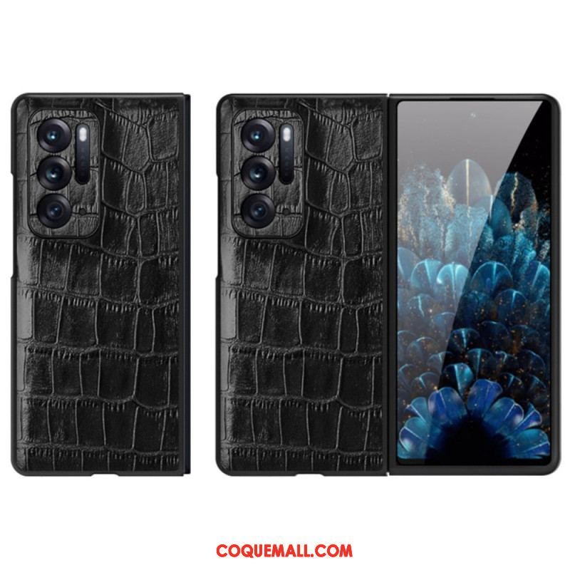 Coque Oppo Find N Cuir Véritable Cuir Texture Crocodile