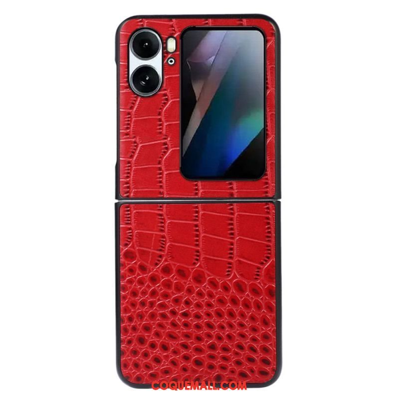 Coque Oppo Find N2 Flip Vrai cuir Style Peau de Crocodile