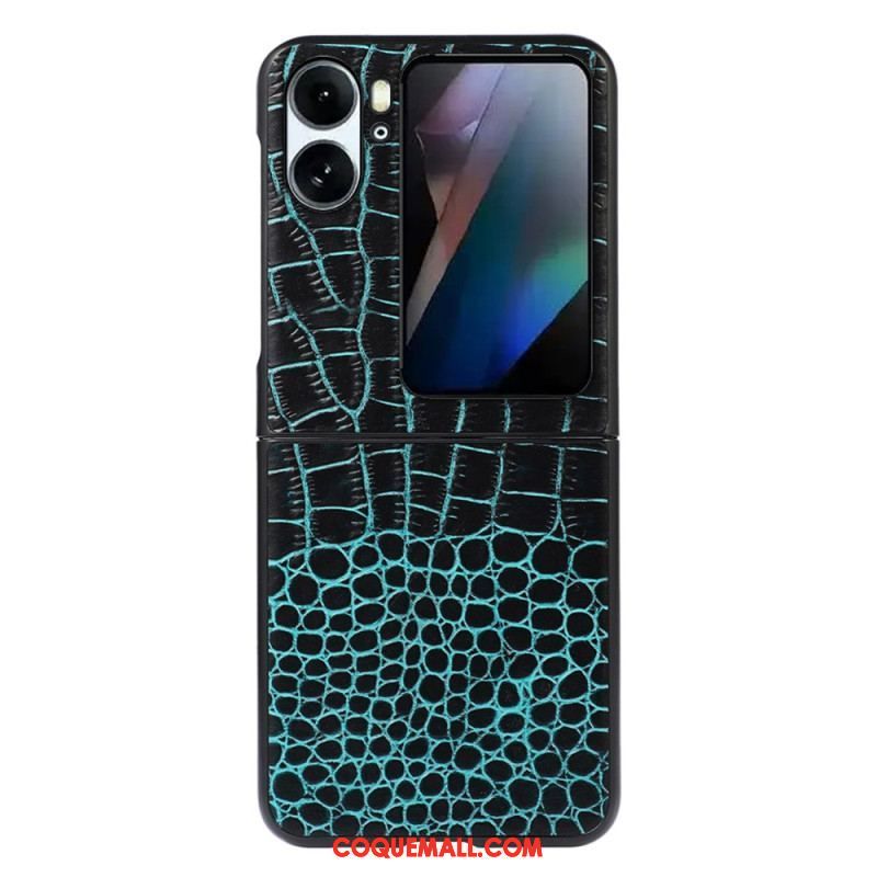 Coque Oppo Find N2 Flip Vrai cuir Style Peau de Crocodile