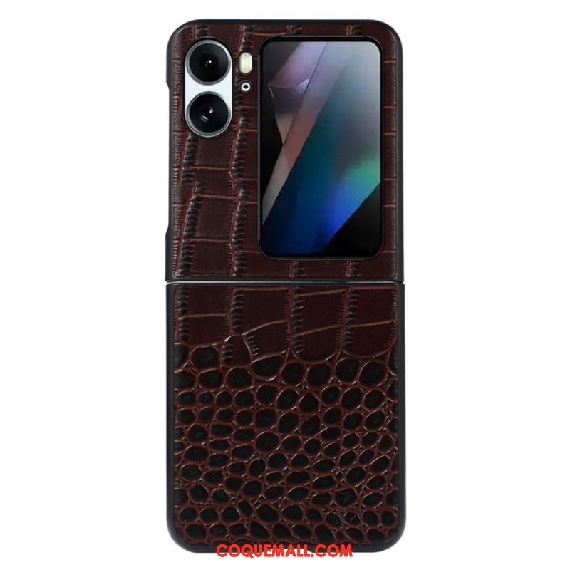 Coque Oppo Find N2 Flip Vrai cuir Style Peau de Crocodile