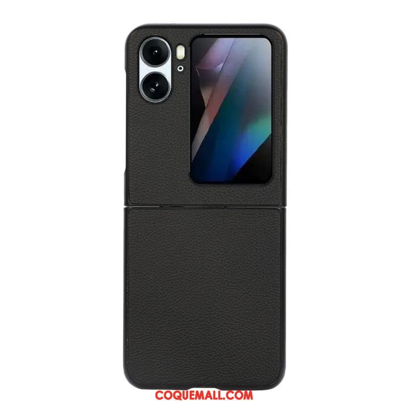 Coque Oppo Find N2 Flip Véritable Cuir Litchi