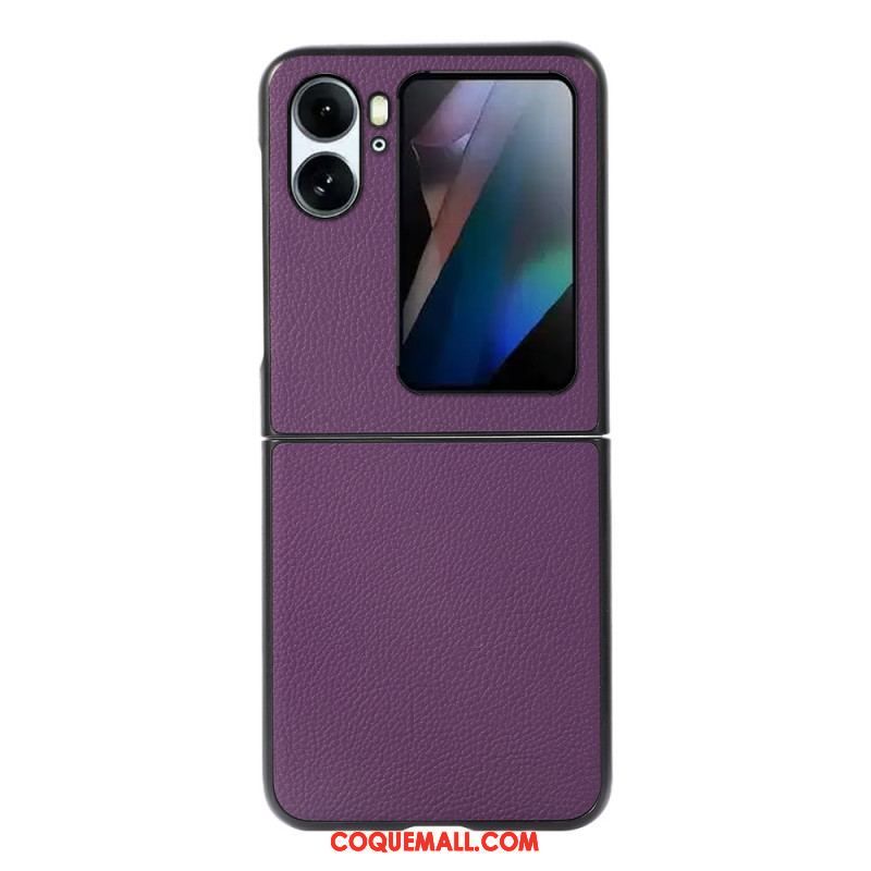 Coque Oppo Find N2 Flip Véritable Cuir Litchi