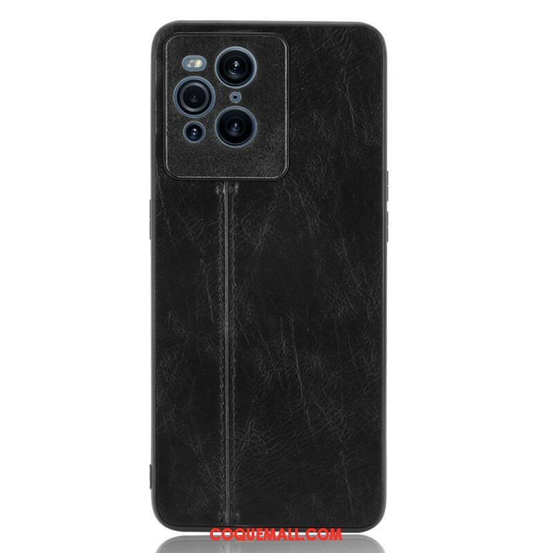 Coque Oppo Find X3 / X3 Pro Effet Cuir Couture