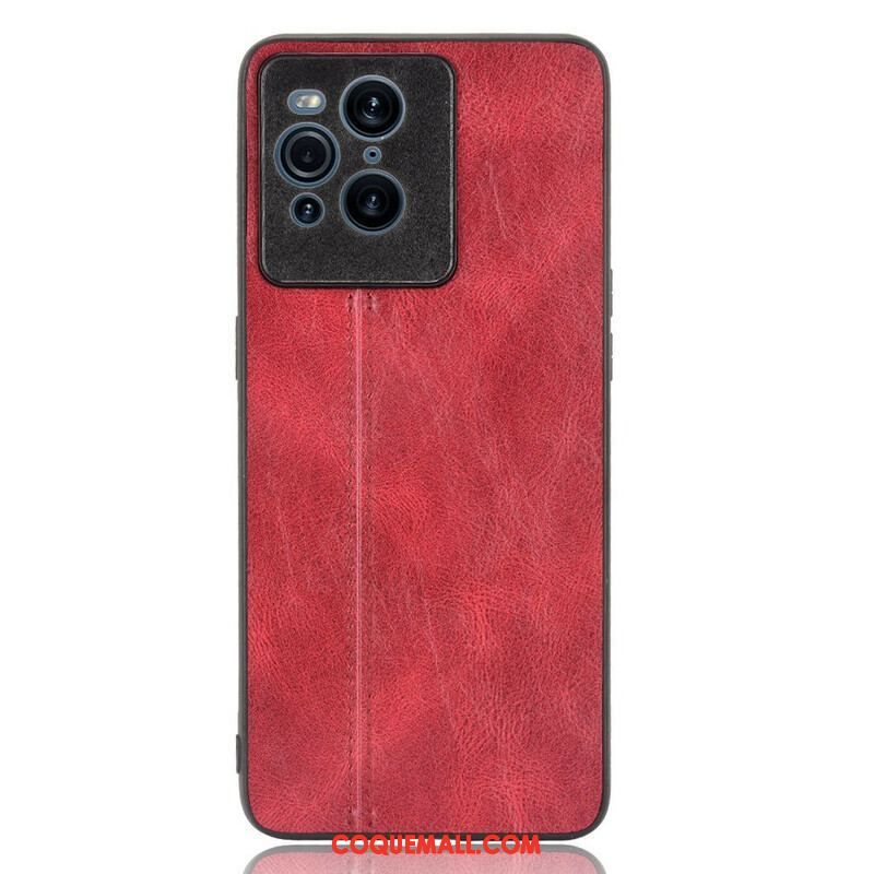 Coque Oppo Find X3 / X3 Pro Effet Cuir Couture