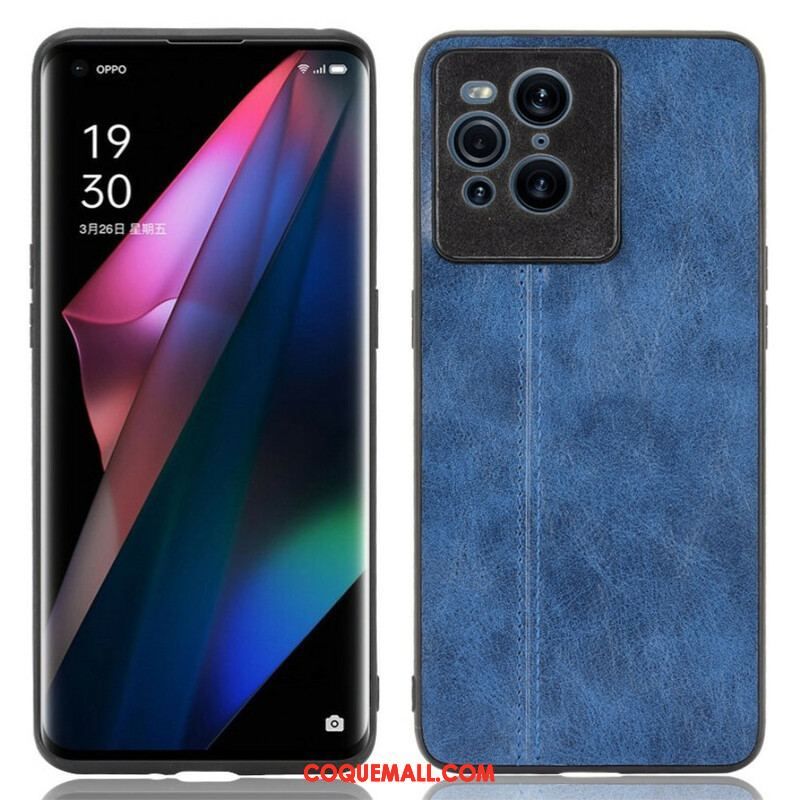 Coque Oppo Find X3 / X3 Pro Effet Cuir Couture