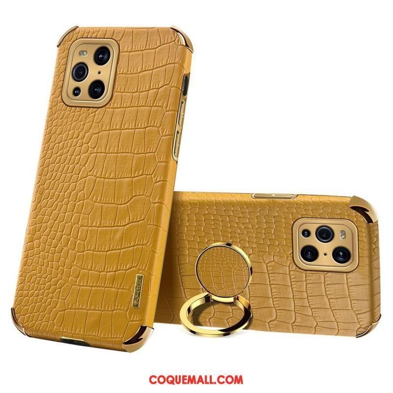 Coque Oppo Find X3 / X3 Pro X-CASE Effet Peau Crocodile