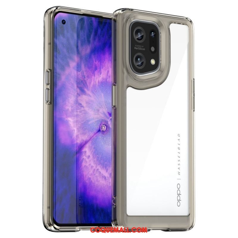 Coque Oppo Find X5 Hybride Rebords Colorés Transparents