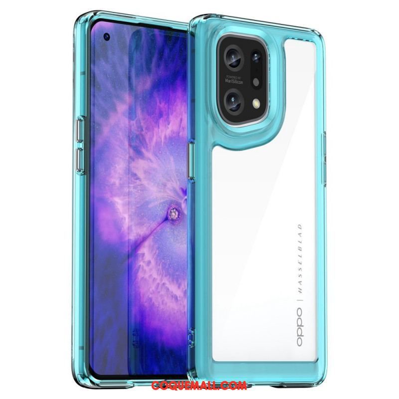 Coque Oppo Find X5 Hybride Rebords Colorés Transparents