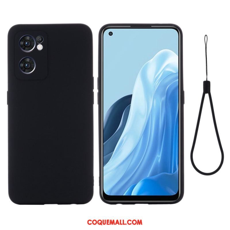 Coque Oppo Find X5 Lite 5G Silicone Liquide avec Lanière