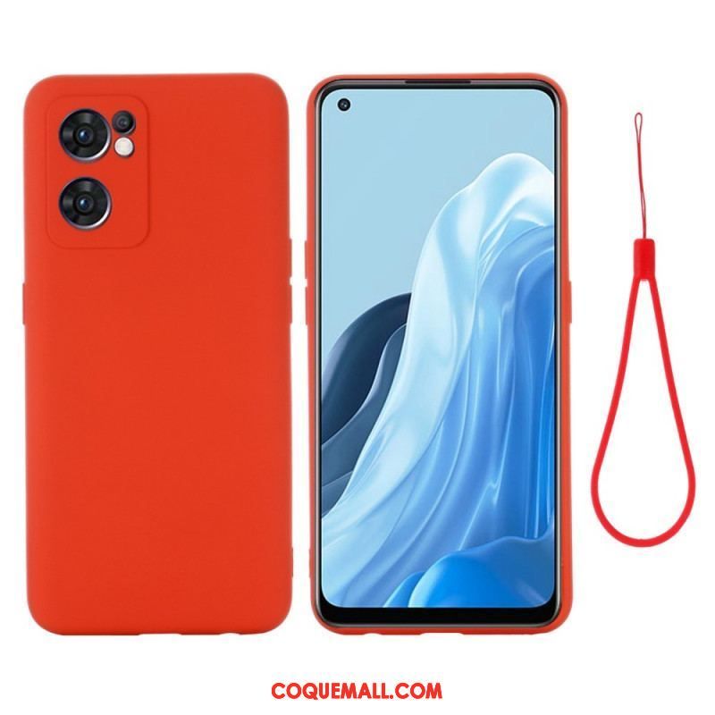 Coque Oppo Find X5 Lite 5G Silicone Liquide avec Lanière