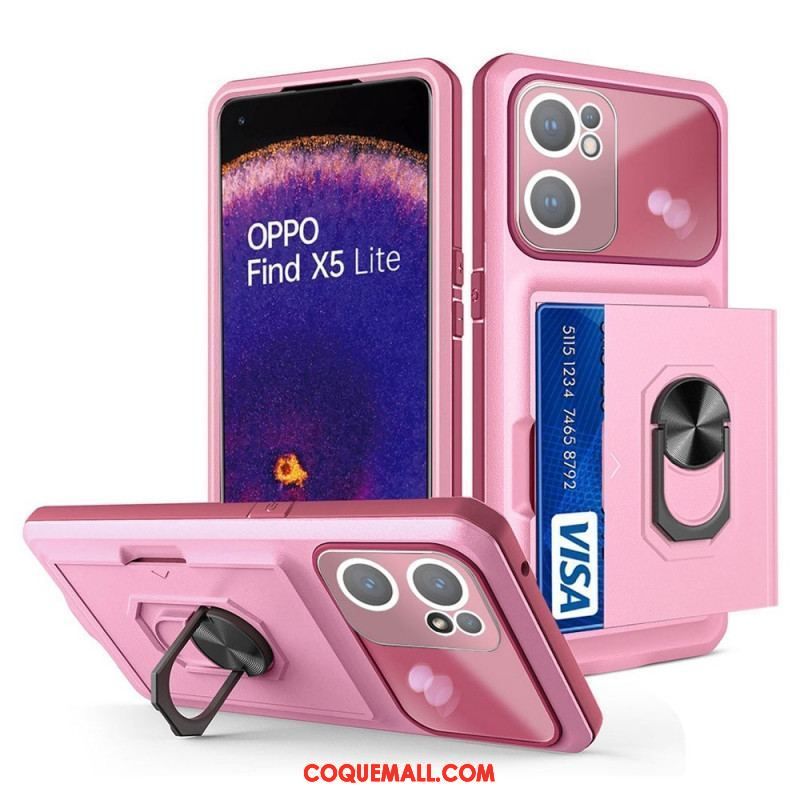 Coque Oppo Find X5 Lite Anneau-Support et Porte-Carte