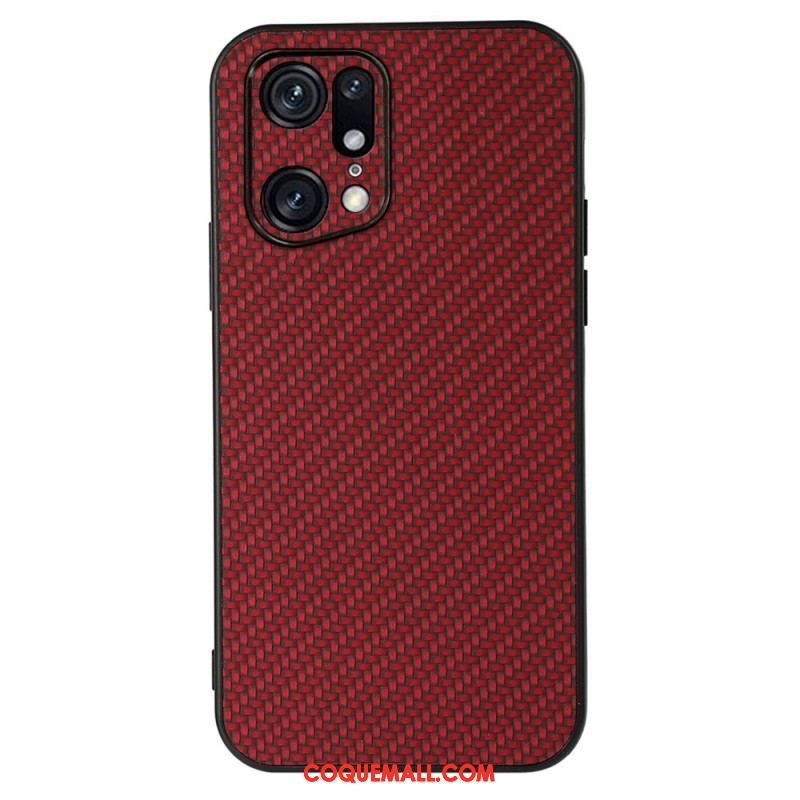 Coque Oppo Find X5 Pro Effet Cuir Texture Fibre Carbone