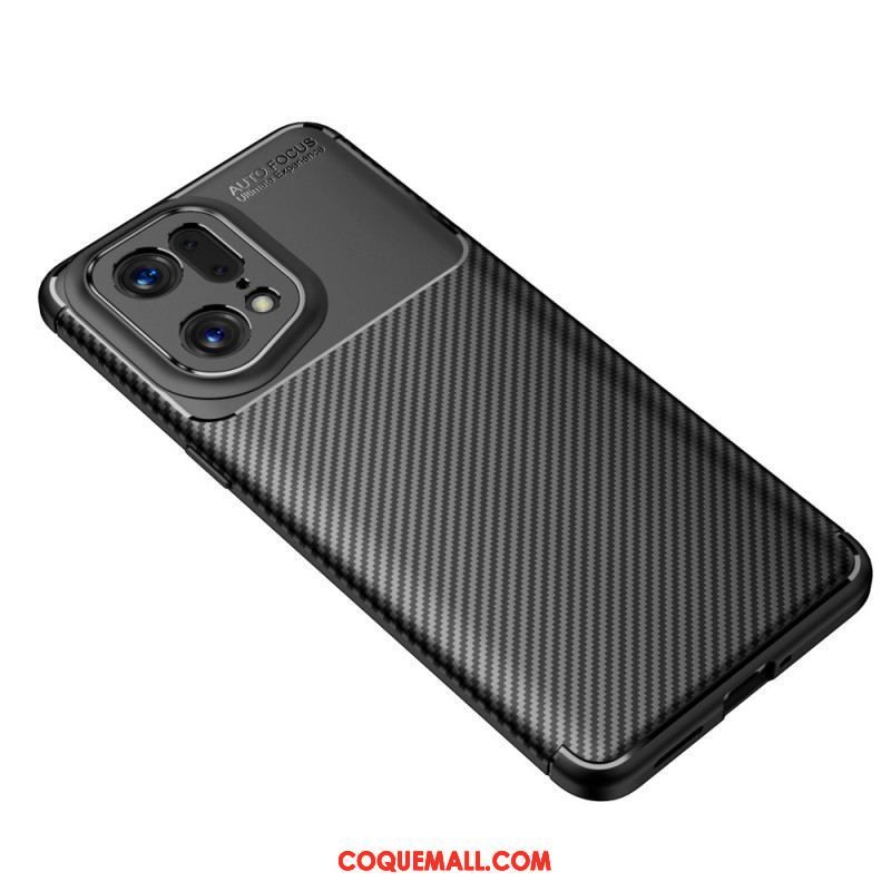 Coque Oppo Find X5 Pro Fibre Carbone Brossée