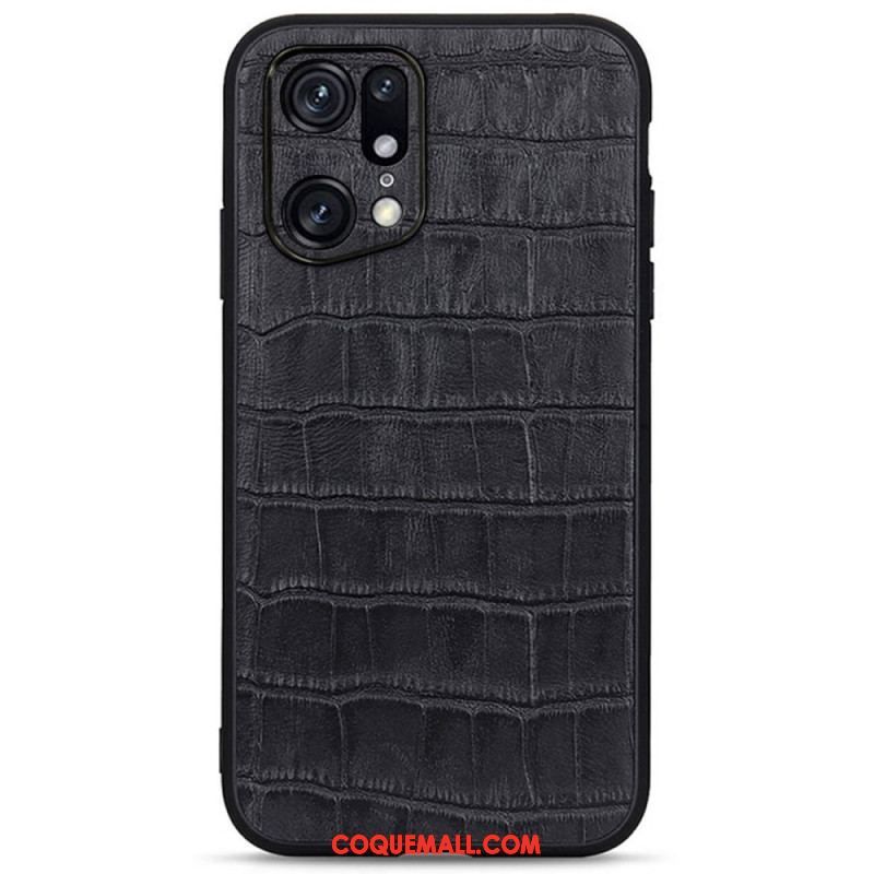 Coque Oppo Find X5 Pro Véritable Cuir Texture Crocodile