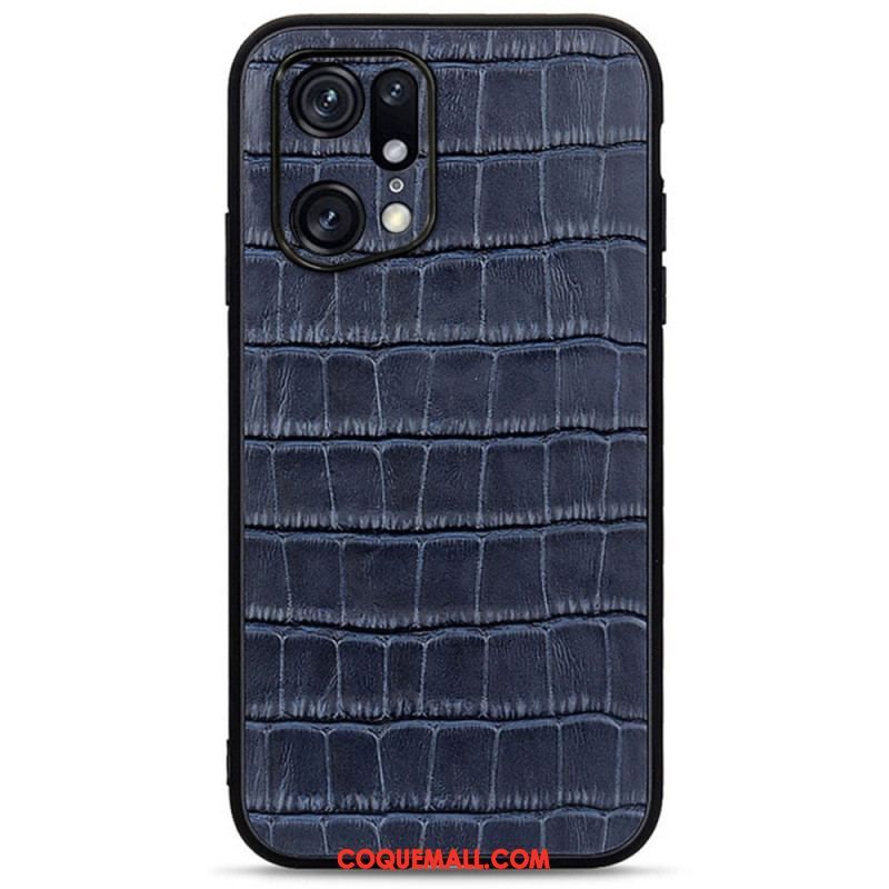 Coque Oppo Find X5 Pro Véritable Cuir Texture Crocodile