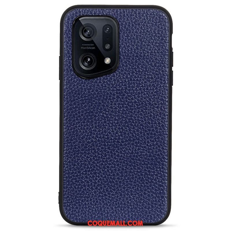 Coque Oppo Find X5 Véritable Cuir Litchi