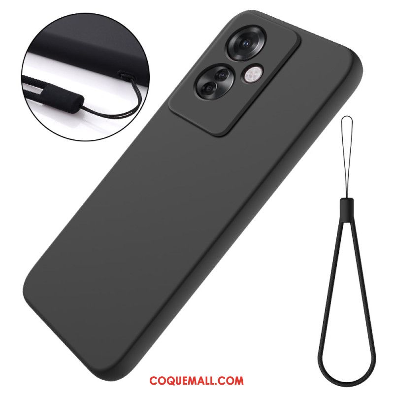 Coque Oppo Reno 11F 5G Silicone Liquide à Lanière