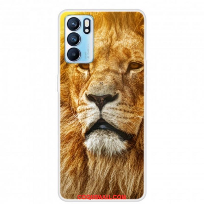 Coque Oppo Reno 6 5G Tête de Félin