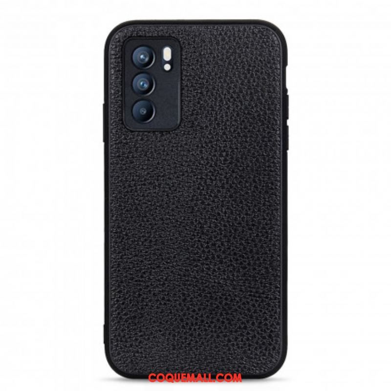 Coque Oppo Reno 6 5G Véritable Cuir Litchi