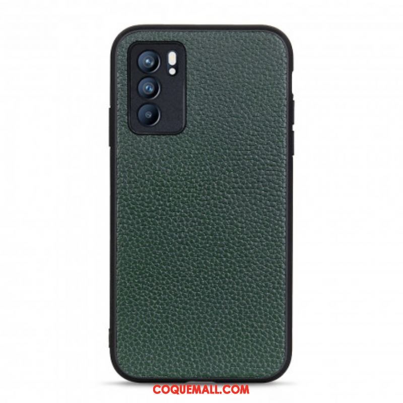 Coque Oppo Reno 6 5G Véritable Cuir Litchi