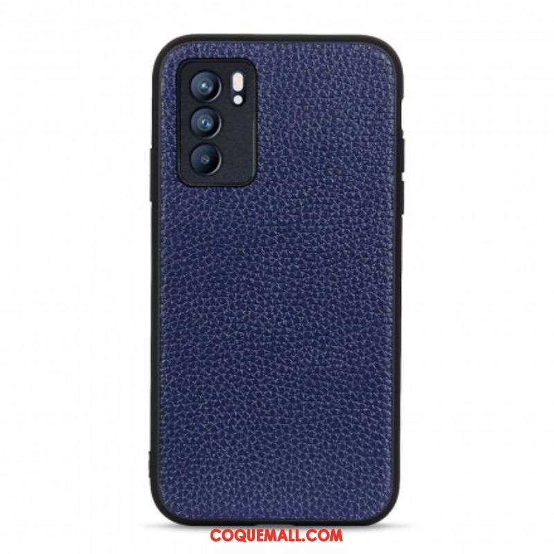 Coque Oppo Reno 6 5G Véritable Cuir Litchi