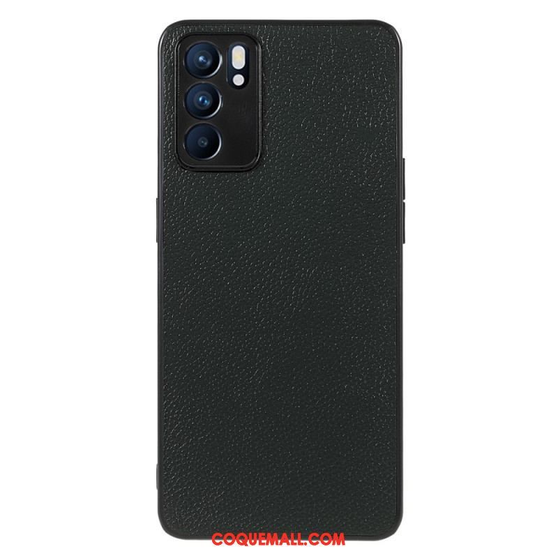 Coque Oppo Reno 6 5G Véritable Cuir Litchi