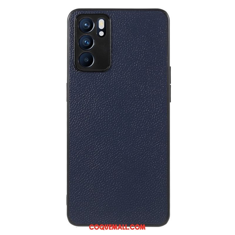 Coque Oppo Reno 6 5G Véritable Cuir Litchi