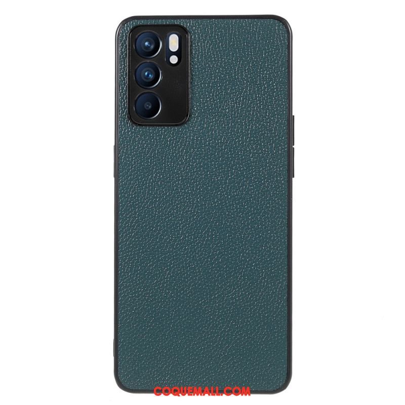 Coque Oppo Reno 6 5G Véritable Cuir Litchi