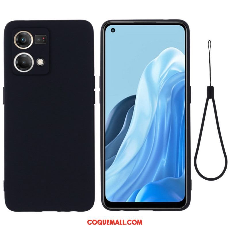 Coque Oppo Reno 7 Silicone Liquide Avec Lanière