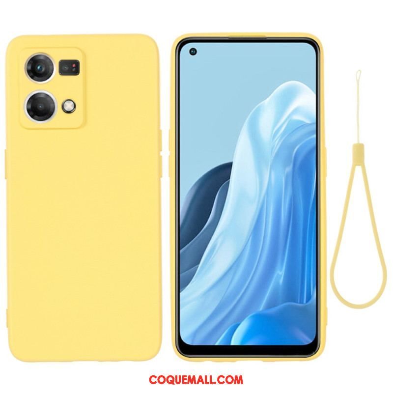 Coque Oppo Reno 7 Silicone Liquide Avec Lanière