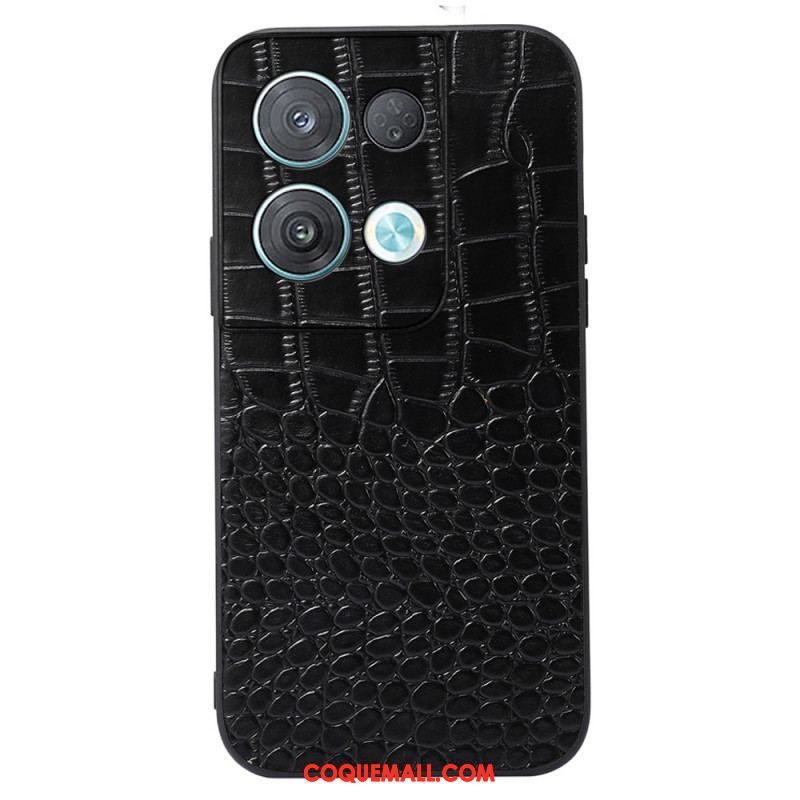 Coque Oppo Reno 8 Cuir Véritable Texture Crocodile