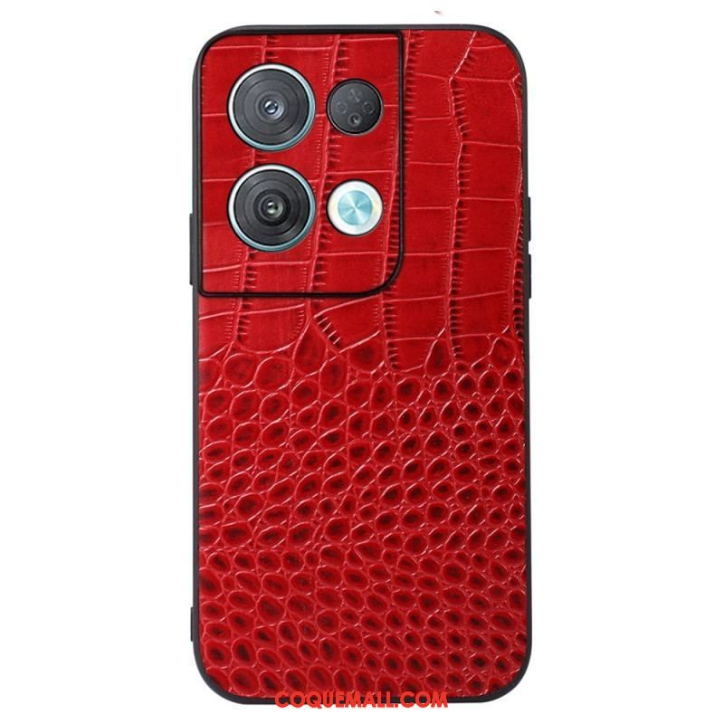 Coque Oppo Reno 8 Cuir Véritable Texture Crocodile