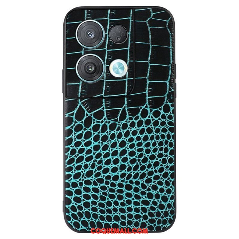 Coque Oppo Reno 8 Cuir Véritable Texture Crocodile