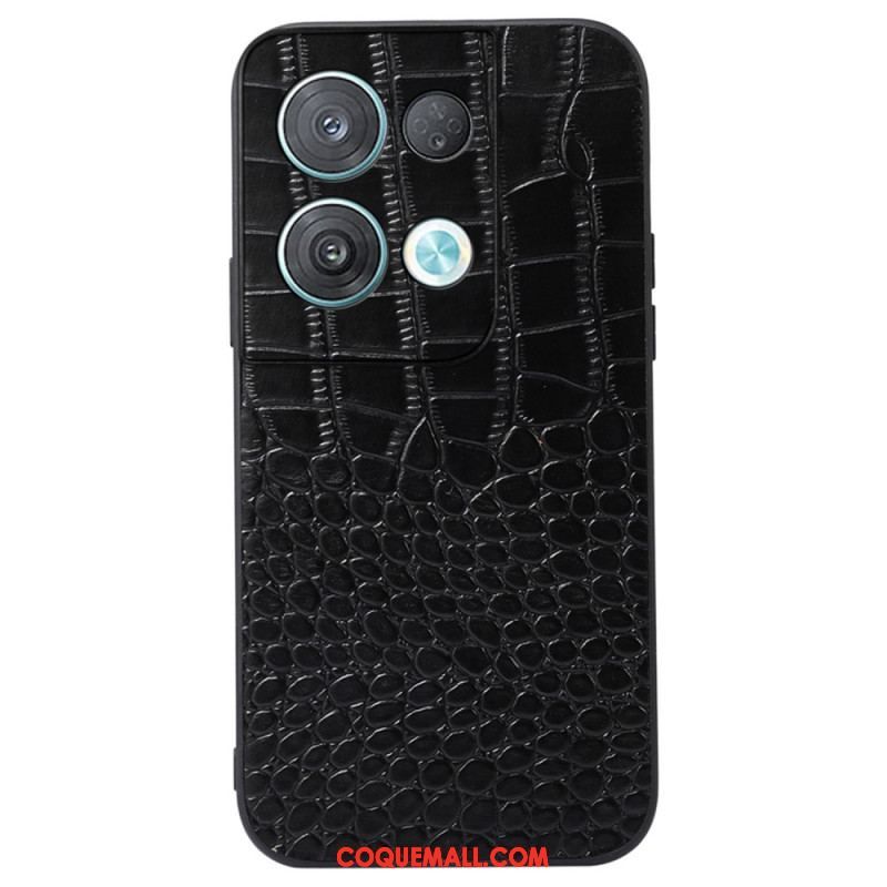 Coque Oppo Reno 8 Pro Cuir Véritable Texture Crocodile