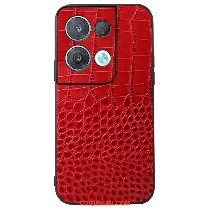 Coque Oppo Reno 8 Pro Cuir Véritable Texture Crocodile